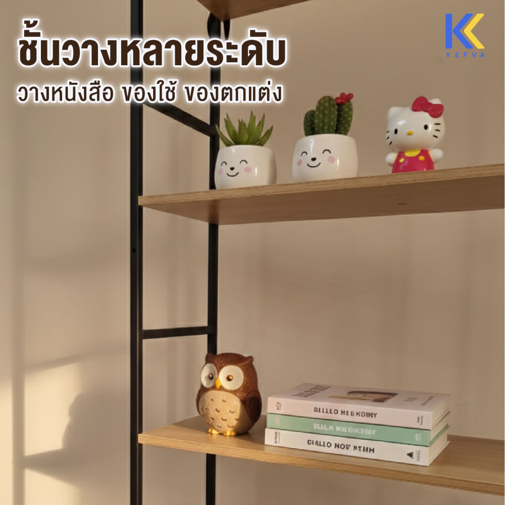 ตู้ชั้นวางของ KEFVA ทรงสูง พร้อมตู้บานปิด ขนาด 58.6X23.5X144 ซม.